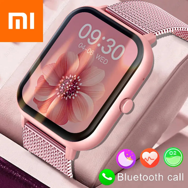 Xiaomi Call Smart Watch Mulheres Smartwatch Custom Dial para Android IOS impermeável Bluetooth Music Watches Full Touch Clock