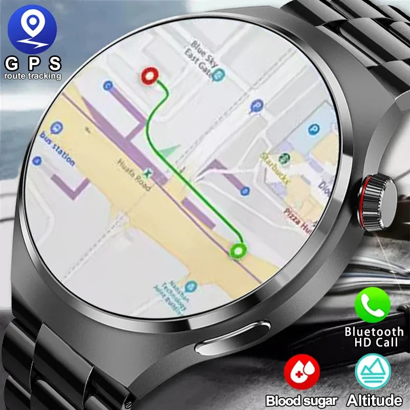 Novo relógio inteligente GPS homens para Huawei GT4 Pro 360 * 360 HD Tela Frequência cardíaca Bluetooth Call NFC IP68Waterproof açúcar no sangue Smartwatch