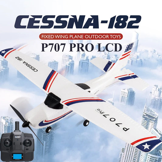 Avião RC P707G PRO LCD Versão 2.4G 3D/6G com giroscópio 3Ch avião de asa fixa Brinquedos ao ar livre Drone RTF CESSNA 182 planador