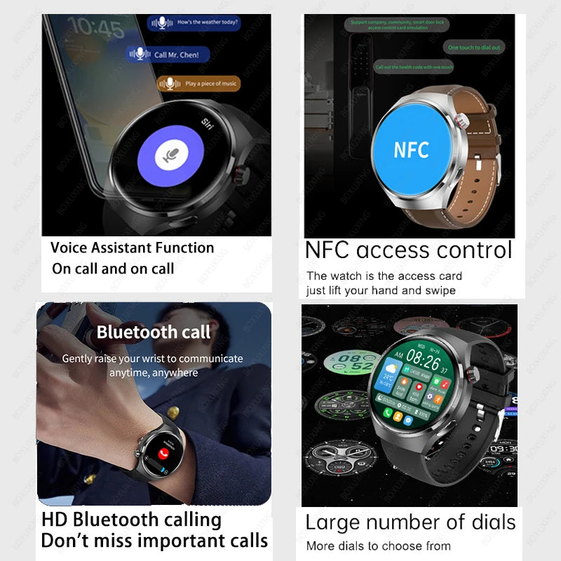 Novo relógio inteligente GPS homens para Huawei GT4 Pro 360 * 360 HD Tela Frequência cardíaca Bluetooth Call NFC IP68Waterproof açúcar no sangue Smartwatch