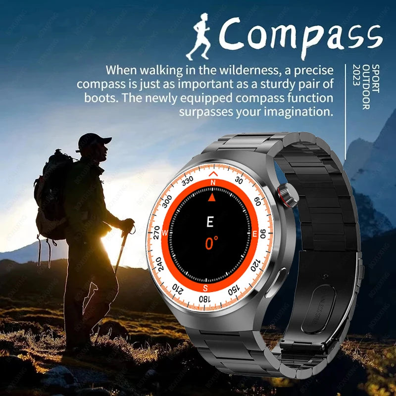 Novo relógio inteligente GPS homens para Huawei GT4 Pro 360 * 360 HD Tela Frequência cardíaca Bluetooth Call NFC IP68Waterproof açúcar no sangue Smartwatch